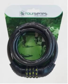 Bike Lock Cable black 4 digit resettable combination 10mm x 1500mm
