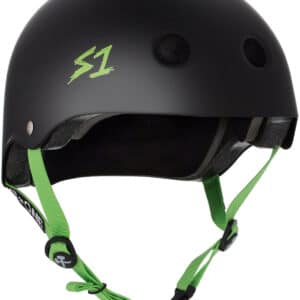 S-One Helmet Black Matte/Green Straps